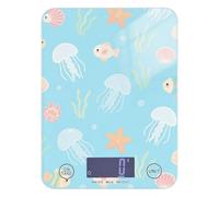 Cute Cartoon White Jellyfish Fish Easy Clean Portable Scale Food 11lb/0.18oz, 5kg/5g Small Digital Scale Grams with 4 Unit for Weight Loss Spices Cooking (Batteries not Included)