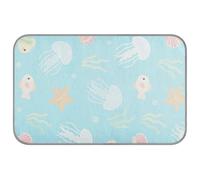 Cute Cartoon White Jellyfish Fish Summer outdoor cooling mat for dogs Self Cooling 38" x 23" pet cooling pads for rabbit travel essentials cama fria para perro M