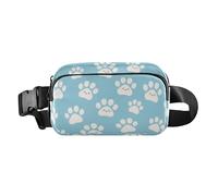 Cute Cartoon White Paw Prints Stylish Fanny Pack Waist Bag for Men Women Multipurpose Sling Bag Travel Essential with Adjustable Strap for Travel Gym Work