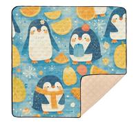Cute Cartoon White Penguins Large Non-Slip Baby Play Tummy Time Mat for Floor Cozy Breathable Foldable Tummy Time Mat for Baby Kids Toddlers Infants, 50'' x 50''