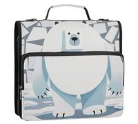 Cute Cartoon White Polar Bears 1.5 Inch 3 Rings Binder with Zipper with Strap Includes Zip Pocket Portable Home Travel Safe Storage Bag for Middle School Paquete de gestión de documentos