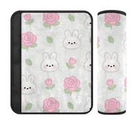 Cute Cartoon White Rabbits 2 Pack Seatbelt Covers Cute Protects Your Neck and Shoulders for Airplane forro para cinturon de segurida