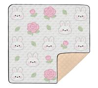 Cute Cartoon White Rabbits Large Sturdy Baby Gym & Activity Mat for Floor Cozy Breathable Foldable Activity Gym Mat for Babies Infants Toddlers, 50'' x 50''tapete Piano para Bebes