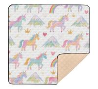 Cute Cartoon White Rainbow Unicorns Large Non-Slip Baby Play mat Activity Gym for Indoor Outdoor Water Resistant foldablravel Play Mat for Babies Infants Toddlers, 50'' x 50''para juegos de