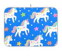 Cute Cartoon White Rainbow Unicorns Reusable Drying Dish mat 18x24 Rectangle Large countertop Protector Heat Resistant Decorative Home Decor Essentials