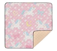 Cute Cartoon White Rainbow Unicorns Soft Thick Thick Play mat for Baby for Indoor Outdoor 1-Piecing Foldable Kicking Mat for Baby Toddler Infant, 50'' x 50''tapete de gimnasio para