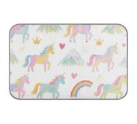 Cute Cartoon White Rainbow Unicorns Summer pet cooling mats for dogs Self Cooling 38" x 23" cooling pet bed for Canine indoors cordless tapete frio para perros M