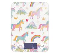 Cute Cartoon White Rainbow Unicorns Weight Loss Food Scale for Diet 11lb/0.18oz, 5kg/5g Cute Grams Digital Scale with 4 Unit for Dieting Roasting Baking pesa Digital para alimentos