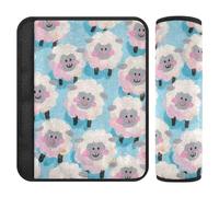 Cute Cartoon White Sheep 2 Pack carseat Belt Pads Release Stress to Your Neck and Shoulders for Most Cars Protector para cinturón de carro