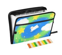 Cute Cartoon White Sheep Expandable Hanging File 13 Pockets A4 Letter Size with Zipper Closure for Pocket Accordion File Organizer