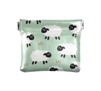 Cute Cartoon White Sheep Fashion Women Leather Coin Purse Portable Makeup Period Bag for Men Women Travel soporte de monedas para carro