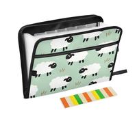 Cute Cartoon White Sheep Folder for School 13 Pockets A4 Letter Size with Zipper Closure for Organizer Expanding Folder