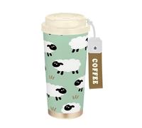 Cute Cartoon White Sheep Mint Green Coffee Tumblers For Women With Lid Thermal Coffee Cups Stainless Steel For Hot Cold Drinks 17 oz Leak Proof