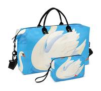 Cute Cartoon White Swan Travel Tote Bag Carry on Weekender Overnight Bag Gym Bag with Adjustable Strap for Airplane Traveling Multifunctional Bolsa de para Hombre