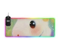 Cute Cartoon White Unicorn Wirel Charging Glowing Anime Mouse pad Wearable gameing 35.4 x 15.7 in Mouse pad Charger mat