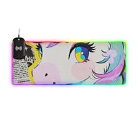 Cute Cartoon White Unicorn Wirel Charging Glowing Long Mouse pad Large Travel 35.4 x 15.7 in Mousepad Big