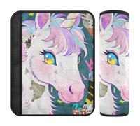 Cute Cartoon White Unicorns 2 pcs Seatbelt Shoulder pad Release Stress to Your Neck and Shoulders for Backpack funda para cinturón de carro