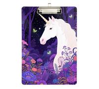 Cute Cartoon White Unicorns clipboard kit Standard Hole for Teacher Must Haves for Classroom Elementary Size 9 x 12 Silver