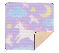 Cute Cartoon White Unicorns Large Sturdy Baby Care Play mat for Floor Non-Toxic foldablummy Time Mat for Baby Toddler Infant, 50'' x 50''tapete para juegos de