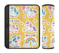 Cute Cartoon White Unicorns Seatbelt Shoulder Strap Cushion,Release Stress to Your Neck and Shoulders,seat Belt Protector for Truck Airplane Van Protector para cinturón de carro 2