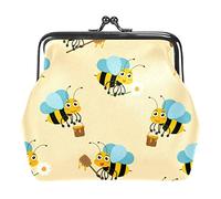 Cute Cartoon Worker Bee Mascots Women’s PU Leather Coin Wallets Girls Mini Buckle Coin Purse Pouch