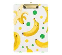 Cute Cartoon Yellow Bananas Acrylic Girls clipboard Standard Letter A4 Size Plastic for Volleyball Baseball Coaches Gold 12x9in Tabla para escribir con Clip