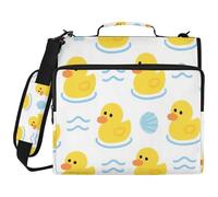 Cute Cartoon Yellow Ducks 3 Ringing 1.5 inch Zip Up Binder with Handle and Removable Shoulder Strap Laege Capacity School Supplies Organizer for Middle Student Encuadernador de cremallera