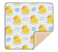 Cute Cartoon Yellow Ducks Soft Padded Baby Activity Play Mat for Floor Water Resistant Foldable Padded Baby Mat for Baby Toddler Infant, 50'' x 50''