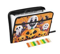 Cute Cartoon Yellow Halloween Organizer Expanding Folder 13 Pockets A4 Letter Size with Zipper Closure for Paperwork File Organizer para guardar