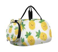 Cute Cartoon Yellow Pineapple Small Gym Bag with Shoes Compartment Lightweight Weekender Overnight Bags for Travel, Sports, Fitness & Workout