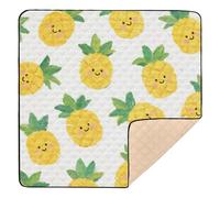 Cute Cartoon Yellow Pineapple Soft Padded Baby Gym Play mat for Floor Portable Foldable Activity Gym Mat for Babies Infants Toddlers, 50'' x 50''gimnasio de actividades para