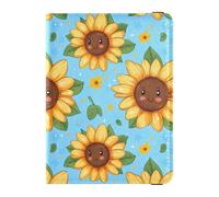 Cute Cartoon Yellow Sunflowers Leather passport holder for travel for travel Vaccine Card Holder Cover Combo Document Organizer Holder Accessories for women Ultra Slim