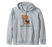 Cute Cartoon Yorkshire Terrier, Spoiled & Loved Zip Hoodie