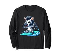 Cute Cartoon Zebra Surfer Riding Waves Long Sleeve T-Shirt