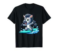 Cute Cartoon Zebra Surfer Riding Waves T-Shirt