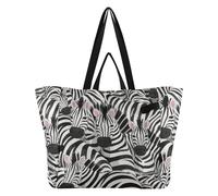 Cute Cartoon Zebras Black and White Large Canvas Tote Thick Kitchen Grocery Bags Mom Mama Bag for Women Travel Beach Party bolsas para Mujer en oferta