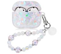 Cute Case for Airpod 4 with Bling Pearl Lanyard Girly Full Protective Cover Compatible with AirPods 4st Generation (2024) Case for Women