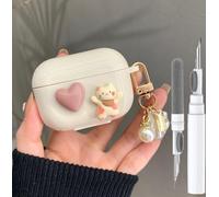 Cute Case for Airpod Pro/Pro 2 Gen Cases 2019/2022/2023, Funny 3D Cat&Heart Kawaii Apple Airpod Pro 2nd/1st Generation Cover with Cleaning Kit & Keychain for Boys Girls Kids Teen, 3D Cat