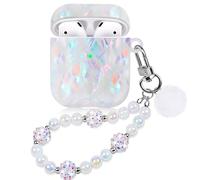 Cute Case for Airpod with Pearl Lanyard Girly Cover Compatible with AirPods 2nd 1st Generation Shell for Women