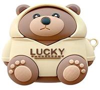 Cute Case for Airpods 3, Bear Panda Cartoon Animal Protective Silicone Rubber Cover Skin with Anti-Lost Keychain (Bear)