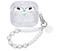 Cute Case for Airpods 3 with Pearl Keychain Cover Compatible with AirPod 3rd Generation (2021) Shell for Women