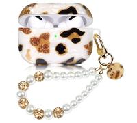 Cute Case for Airpods Pro 3 Compatible with AirPod Pro 3rd Generation Aesthetic Cover with Girly Pearl Keychain Lanyard for Women Girls Leopard Print