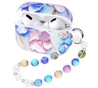 Cute Case for Airpods Pro 3 Compatible with AirPod Pro 3rd Generation Aesthetic Cover with Girly Pearl Keychain Lanyard for Women Girls Flower Pink Blue