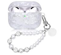 Cute Case for Airpods Pro 3 Compatible with AirPod Pro 3rd Generation Aesthetic Cover with Girly Pearl Keychain Lanyard for Women Girls White