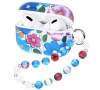 Cute Case for Airpods Pro 3 Compatible with AirPod Pro 3rd Generation Aesthetic Cover with Girly Pearl Keychain Lanyard for Women Girls Flower Klein Blue
