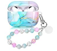 Cute Case for Airpods Pro 3 Compatible with AirPod Pro 3rd Generation Aesthetic Cover with Girly Pearl Keychain Lanyard for Women Girls Blue Marble
