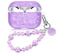 Cute Case for Airpods Pro 3 Compatible with AirPod Pro 3rd Generation Aesthetic Cover with Girly Pearl Keychain Lanyard for Women Girls Purple
