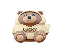 Cute Case for Airpods Pro, Funny Bear Lion Animal Silicone Soft Rubber Cover Skin with Anti-Lost Keychain (Bear Case)
