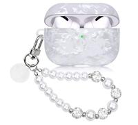 Cute Case for Airpods Pro with Pearl Keychain Lanyard Cover Compatible with AirPod Pro (2019) 1st Generation Shell for Women
