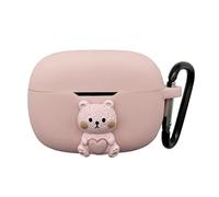 Cute Case for JBL Vibe 200TWS, Wave 200TWS True Wireless Earbuds, Seadream Cartoon Kawaii 3D Bear Earphones Skin Cover, Protective Carrying Case with Keychain Hook (Bear)